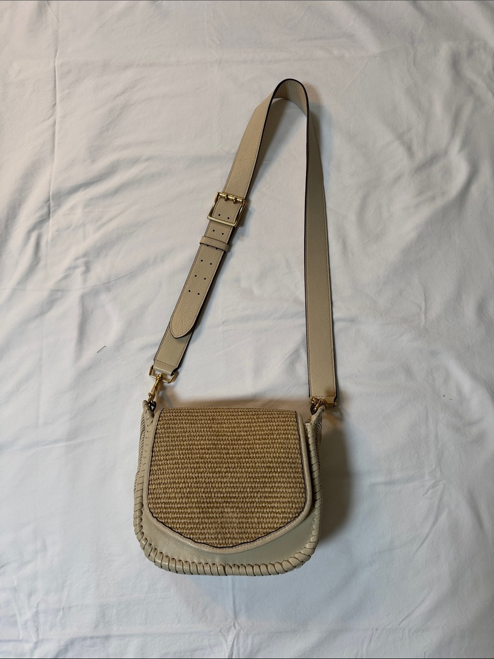 Aimee Kestenberg Beige Woven Crossbody Bag